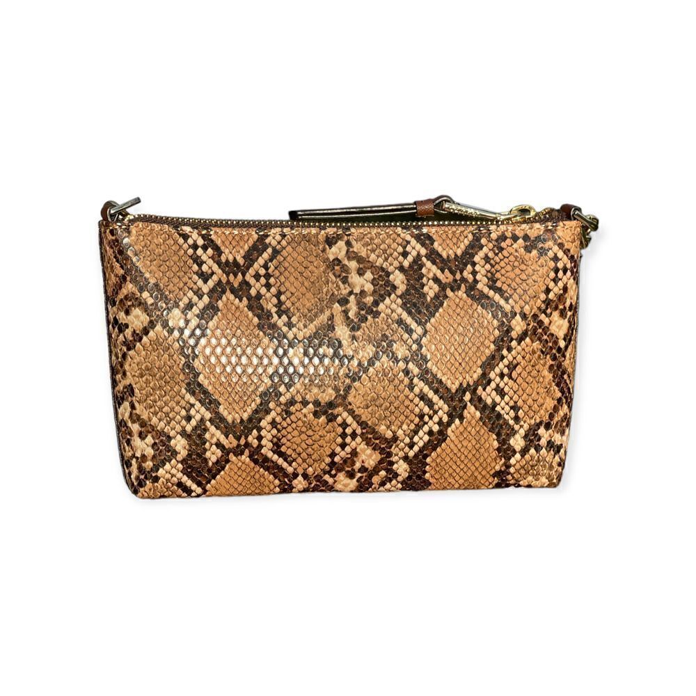 Calvin Klein Snake-Embossed Crossbody Bag Tan Brown | Small - Picture 4 of 12